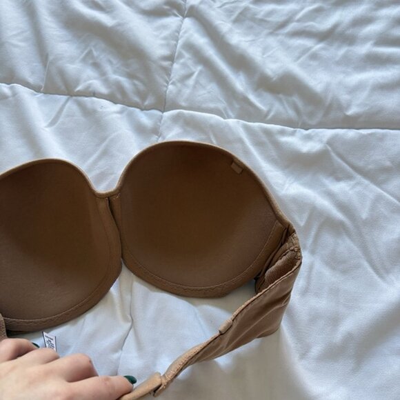 Victoria’s Secret Womens Size 34D Nude Tan Bandeau Bra No Straps Padded - Picture 5 of 9
